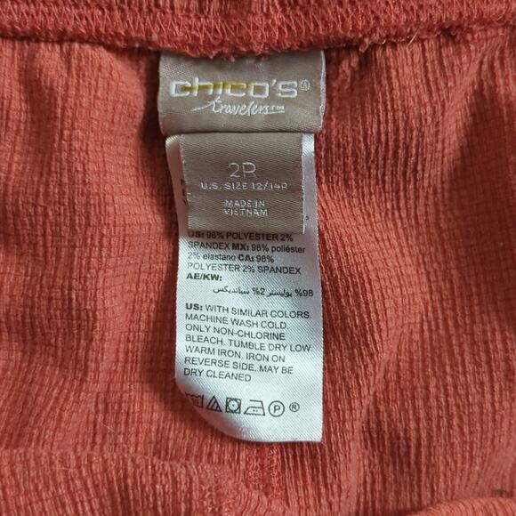 Chico's Travelers High Rise Crinkle Fabric Straight Leg Stretchy Comfort Pants - Picture 4 of 4